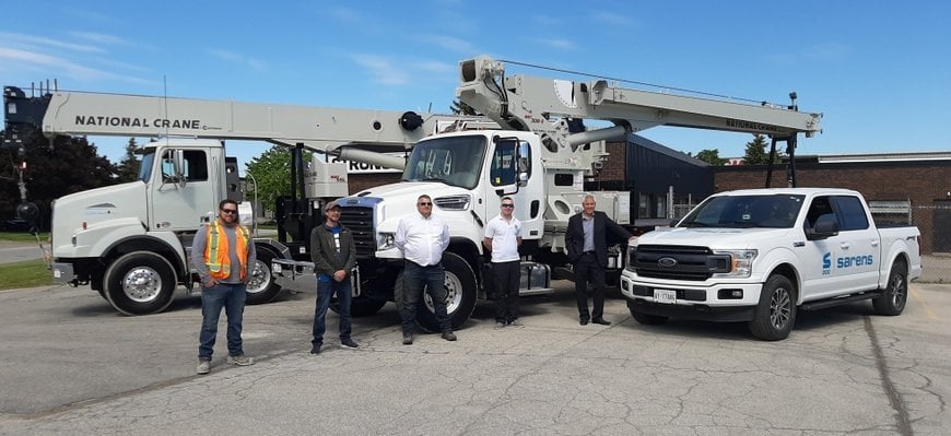 Sarens Canada strengthens its fleet with three new National Crane boom trucks supplied by Strongco